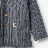 Wheat Main Quiltjakke Siggo Jacket 1312 greyblue slub stripe