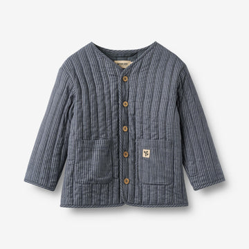 Wheat Main Quiltjakke Siggo Jacket 1312 greyblue slub stripe