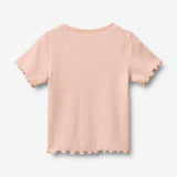 Wheat Main Ribb T-skjorte S/S Alicia T-Shirt 2400 powder