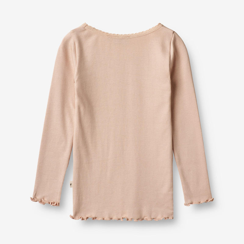 Wheat Main  Rib T-skjorte Reese Jersey Tops and T-Shirts 2032 rose dust