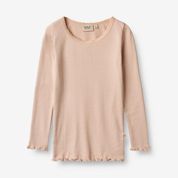 Wheat Main  Rib T-skjorte Reese Jersey Tops and T-Shirts 2032 rose dust