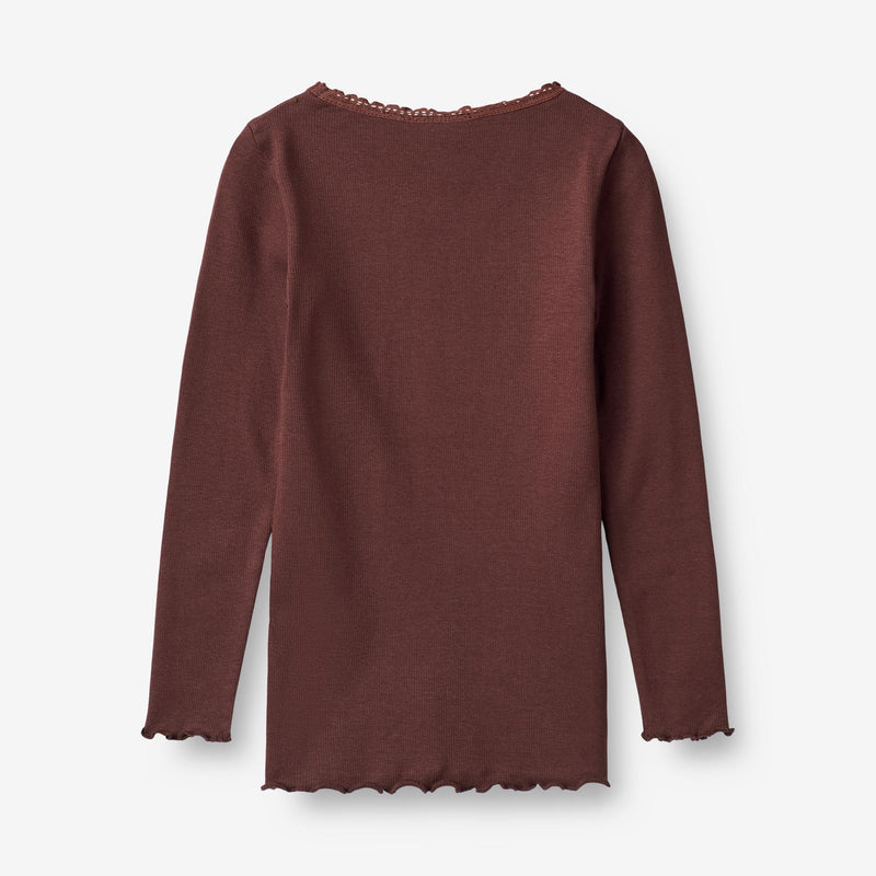 Wheat Main  Rib T-skjorte Reese Jersey Tops and T-Shirts 2118 aubergine