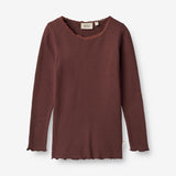 Wheat Main  Rib T-skjorte Reese Jersey Tops and T-Shirts 2118 aubergine