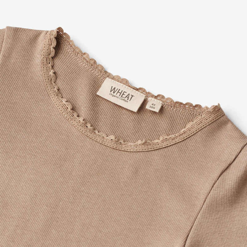 Wheat Main  Rib T-skjorte Reese Jersey Tops and T-Shirts 3006 soft brown