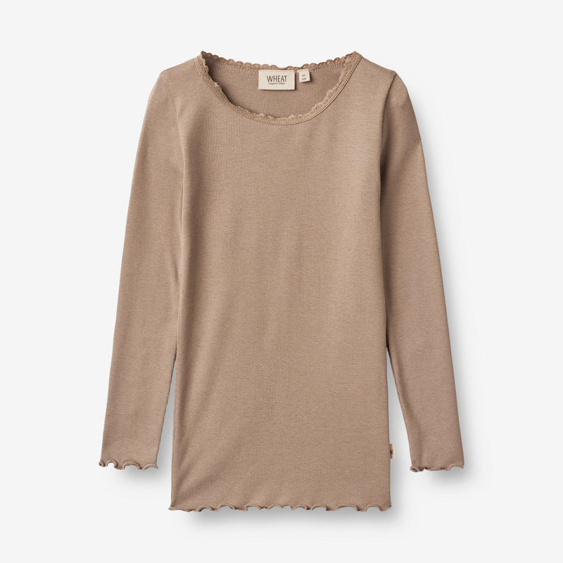 Wheat Main  Rib T-skjorte Reese Jersey Tops and T-Shirts 3006 soft brown