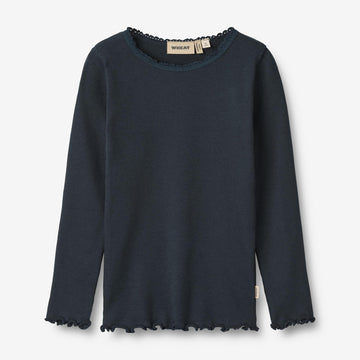 Wheat Main Rib T-skjorte Reese Jersey Tops and T-Shirts 1432 navy