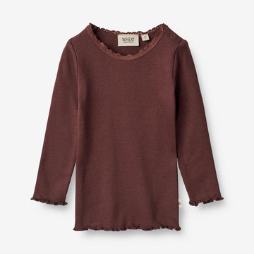 Wheat Main  Rib T-skjorte Reese | Baby Jersey Tops and T-Shirts 2118 aubergine