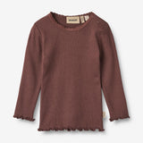 Wheat Main Rib T-skjorte Reese | Baby Jersey Tops and T-Shirts 3118 eggplant