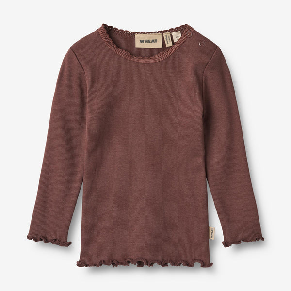 Wheat Main Rib T-skjorte Reese | Baby Jersey Tops and T-Shirts 3118 eggplant