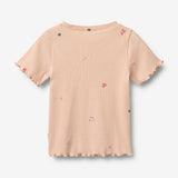 Wheat Main Rib T-skjorte S/S Alicia T-Shirt 2475 rose flowers