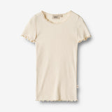 Wheat Main  Rib T-skjorte S/S Katie Jersey Tops and T-Shirts 3171 cream