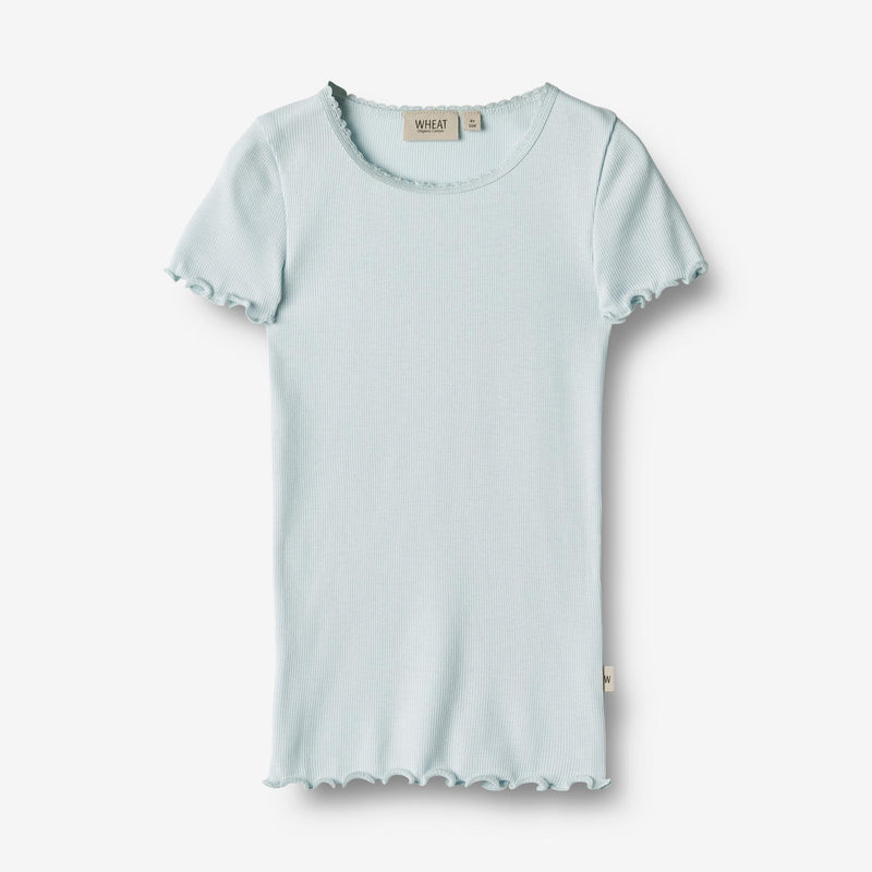 Wheat Main  Rib T-skjorte S/S Katie Jersey Tops and T-Shirts 4030 light blue