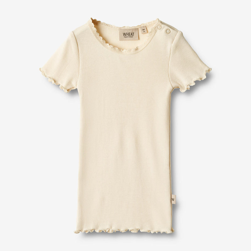 Wheat Main  Rib T-skjorte S/S Katie Jersey Tops and T-Shirts 3171 cream