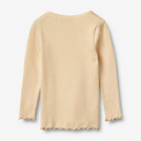 Wheat Main Ribb T-skjorte L/S Reese Jersey Tops and T-Shirts 9430 macadamia