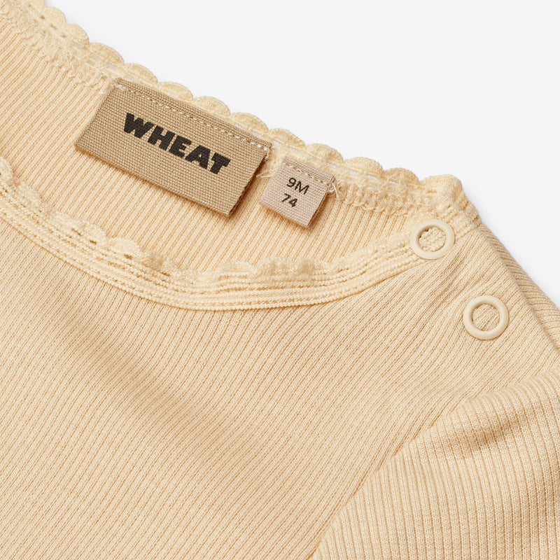 Wheat Main Ribb T-skjorte L/S Reese Jersey Tops and T-Shirts 9430 macadamia