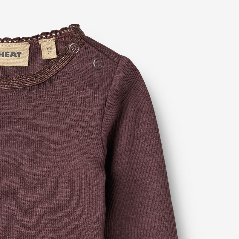 Wheat Main Ribb T-skjorte L/S Reese T-Shirt 3030 fudge