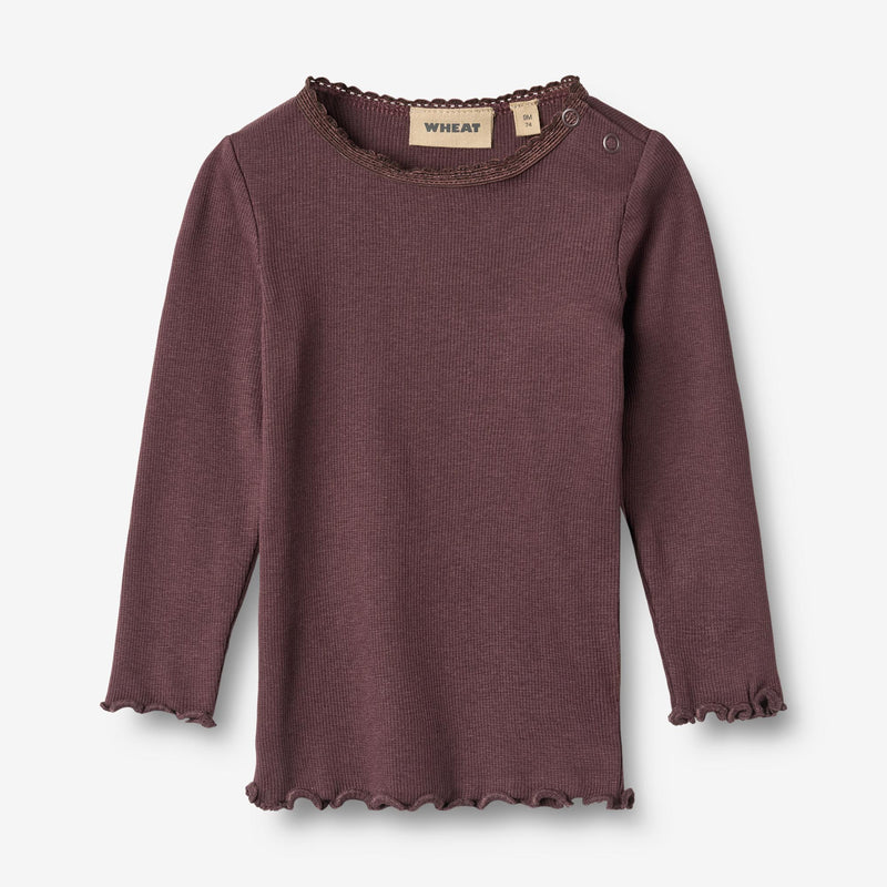 Wheat Main Ribb T-skjorte L/S Reese T-Shirt 3030 fudge