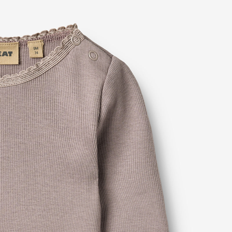 Wheat Main Ribb T-skjorte L/S Reese T-Shirt 9531 dusty purple