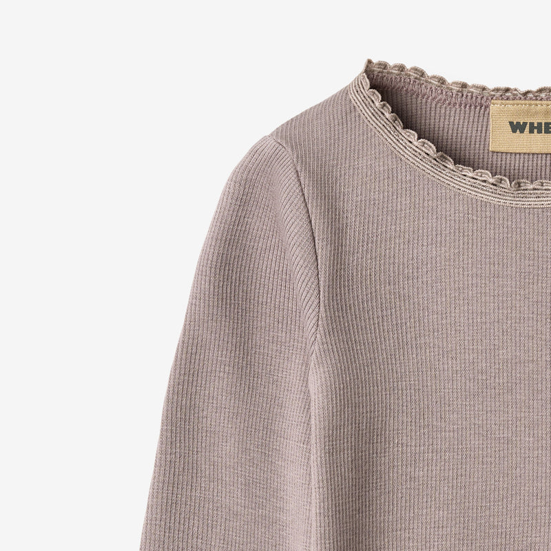 Wheat Main Ribb T-skjorte L/S Reese T-Shirt 9531 dusty purple