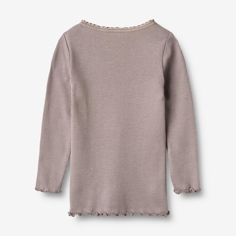 Wheat Main Ribb T-skjorte L/S Reese T-Shirt 9531 dusty purple