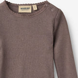 Wheat Main Ribb T-skjorte L/S Reese T-Shirt 9623 plum truffle