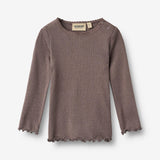 Wheat Main Ribb T-skjorte L/S Reese T-Shirt 9623 plum truffle