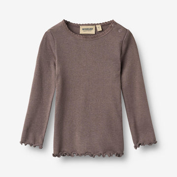 Wheat Main Ribb T-skjorte L/S Reese T-Shirt 9623 plum truffle