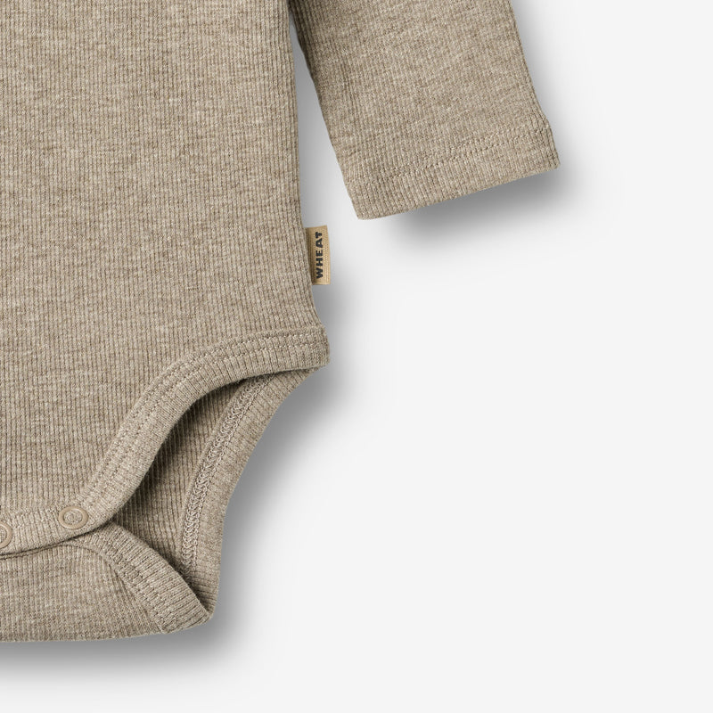 Wheat Main Ribbe Kropp L/S Spencer Underwear/Bodies 0072 gravel melange