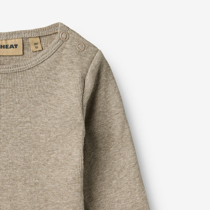 Wheat Main Ribbe Kropp L/S Spencer Underwear/Bodies 0072 gravel melange