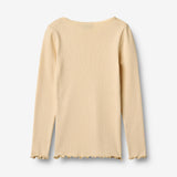 Wheat Main Ribbestrikket T-skjorte L/S Reese Jersey Tops and T-Shirts 9430 macadamia