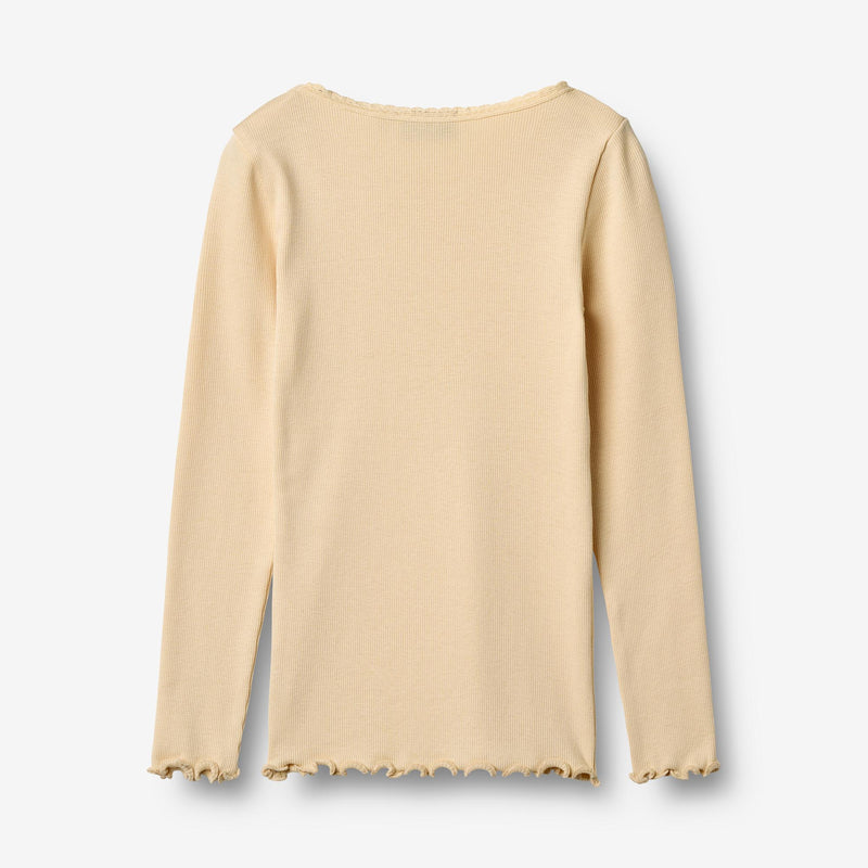 Wheat Main Ribbestrikket T-skjorte L/S Reese Jersey Tops and T-Shirts 9430 macadamia