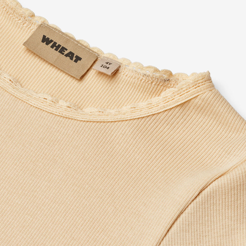 Wheat Main Ribbestrikket T-skjorte L/S Reese Jersey Tops and T-Shirts 9430 macadamia