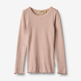 Wheat Main Ribbestrikket T-skjorte L/S Reese T-Shirt 1135 dry rose