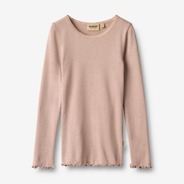 Wheat Main Ribbestrikket T-skjorte L/S Reese T-Shirt 1135 dry rose