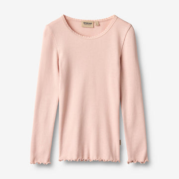 Wheat Main Ribbestrikket T-skjorte L/S Reese T-Shirt 2317 dim rose