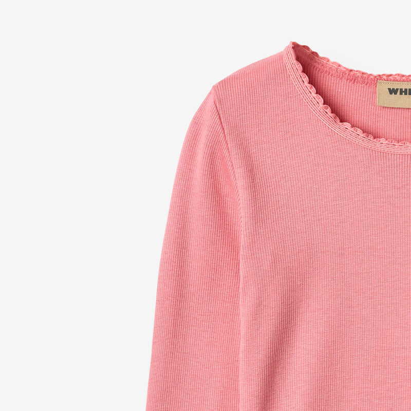 Wheat Main Ribbestrikket T-skjorte L/S Reese T-Shirt 9568 soft pink
