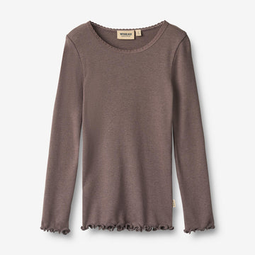Wheat Main Ribbestrikket T-skjorte L/S Reese T-Shirt 9623 plum truffle