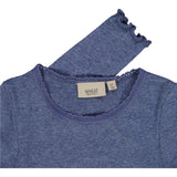 Ribbet T-skjorte Lace LS - blue melange
