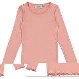 Ribbet T-skjorte Lace LS - rosie
