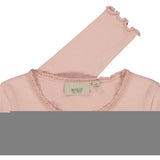 Ribbet T-skjorte Lace LS - misty rose
