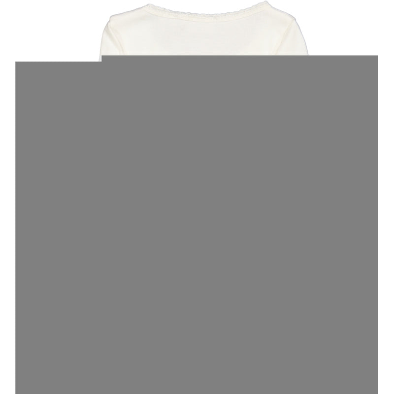 Ribbet T-skjorte Lace LS - ivory