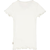 Ribbet T-skjorte Lace SS - ivory