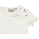 Ribbet T-skjorte Lace SS - ivory