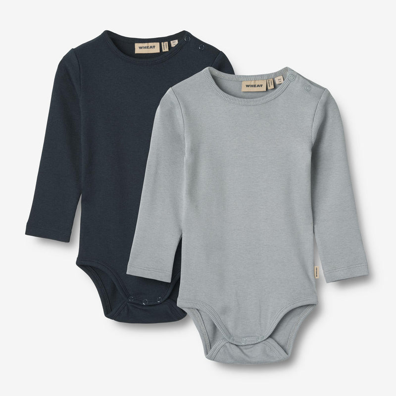 Wheat Main Sæt af 2 Rib Body Spencer Underwear/Bodies 1126 cloudy sky navy