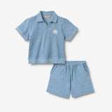 Wheat Main Sett Polo S/S & Shorts Marlo Set 1260 faded denim