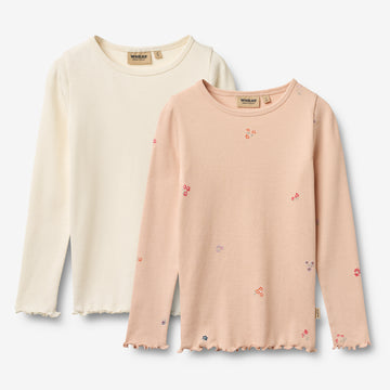 Wheat Main Sett med 2 langermede ribb T-skjorter T-Shirt 2475 rose flowers