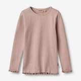 Wheat Main Sett med 2 langermede ribb T-skjorter Ida T-Shirt 3118 eggplant