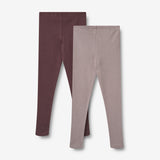 Wheat Main Sett med 2 stk. Rib Leggings Maddy Legging 9581 purple fudge