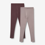 Wheat Main Sett med 2 stk. Rib Leggings Maddy Legging 9581 purple fudge