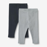 Wheat Main Sett med 2 stk. Rib Leggings Maddy | Baby Leggings 1126 cloudy sky navy